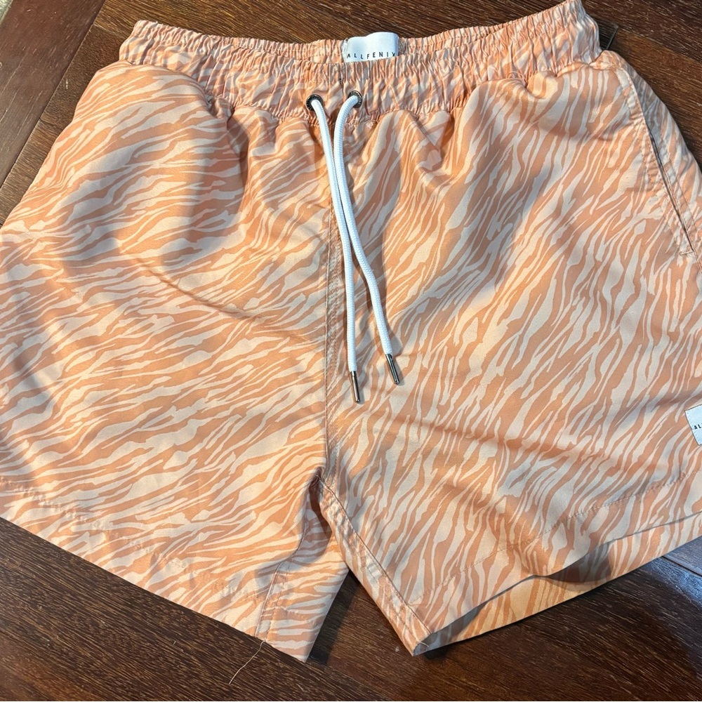 Men's All Fenix Peach Zebra-Print Swim Trunks